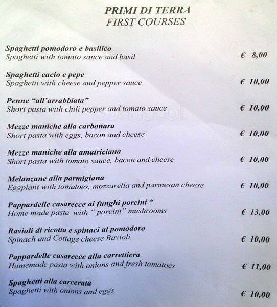 Menu di Ristorante 'L'Eccellenza' di Corsetti in Borgo 