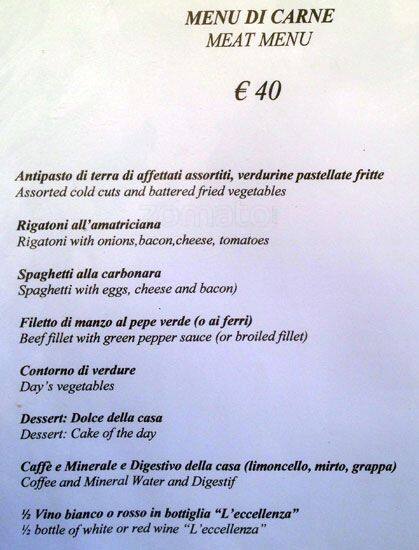 Menu di Ristorante 'L'Eccellenza' di Corsetti in Borgo 