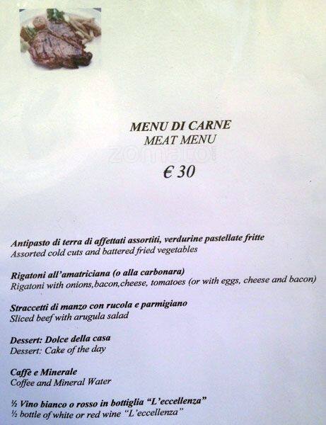 Menu di Ristorante 'L'Eccellenza' di Corsetti in Borgo 