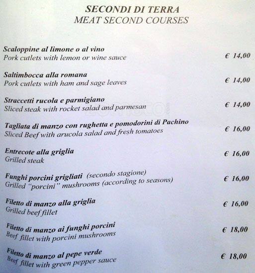 Menu di Ristorante 'L'Eccellenza' di Corsetti in Borgo 