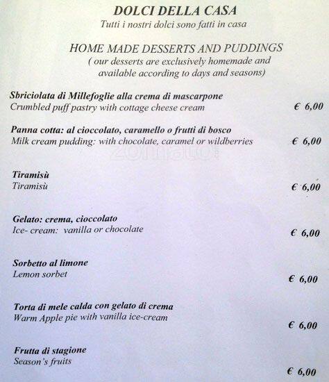 Menu di Ristorante 'L'Eccellenza' di Corsetti in Borgo 