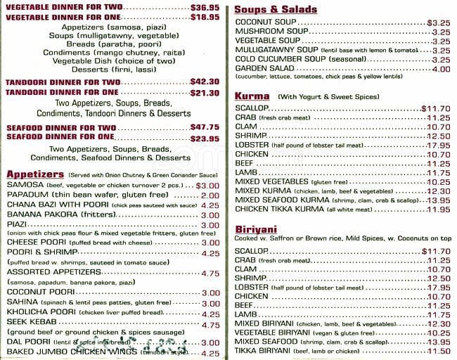 Kismat Indian Restaurant Menu, Menu for Kismat Indian Restaurant