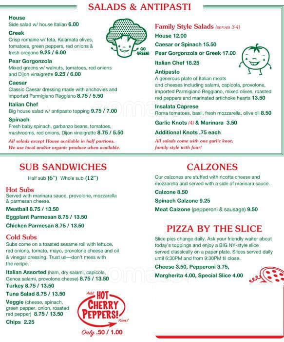 slice it up pizza and catering menu