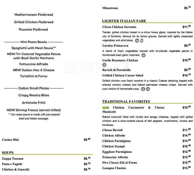 Olive Garden Italian Restaurant Menu