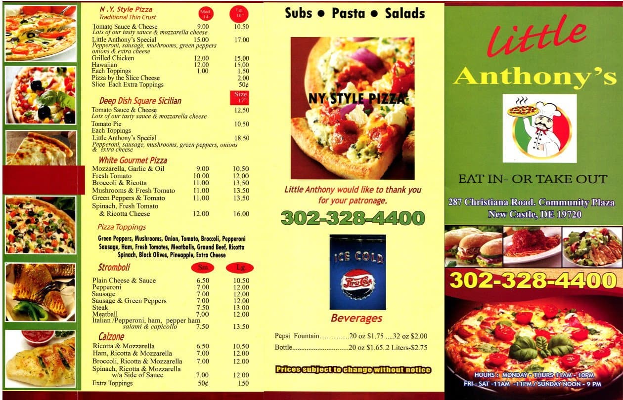 Little Anthonys Pizza Menu Urbanspoonzomato