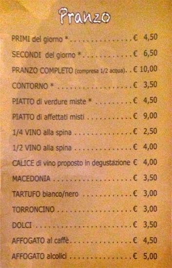 Menu di Ortica's Pub 