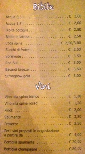 Menu di Ortica's Pub 