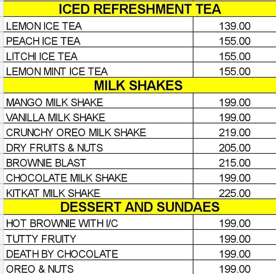 Menu of Big Cup Cafe, Pahala, Bhubaneshwar