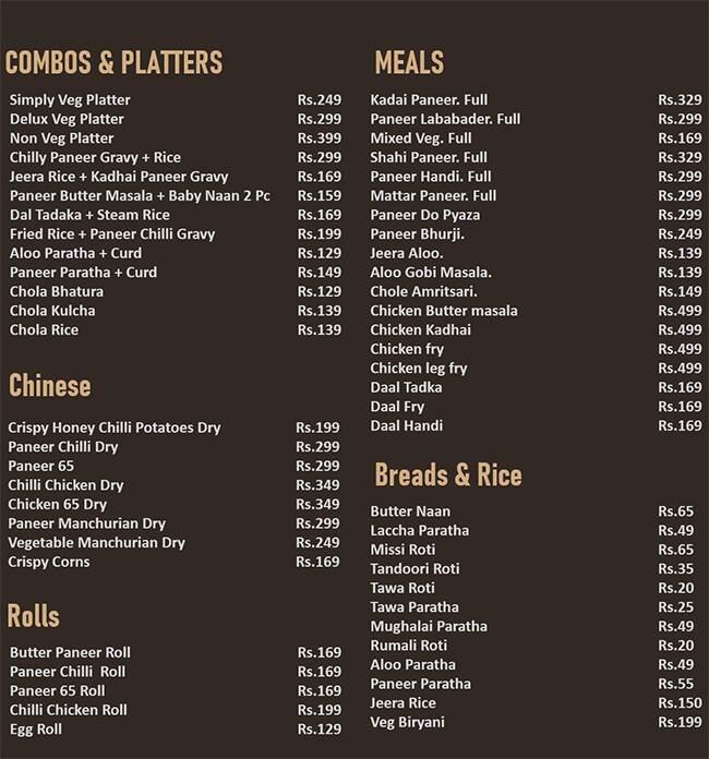 Menu of The Food Blenders, Gomti Nagar, Lucknow
