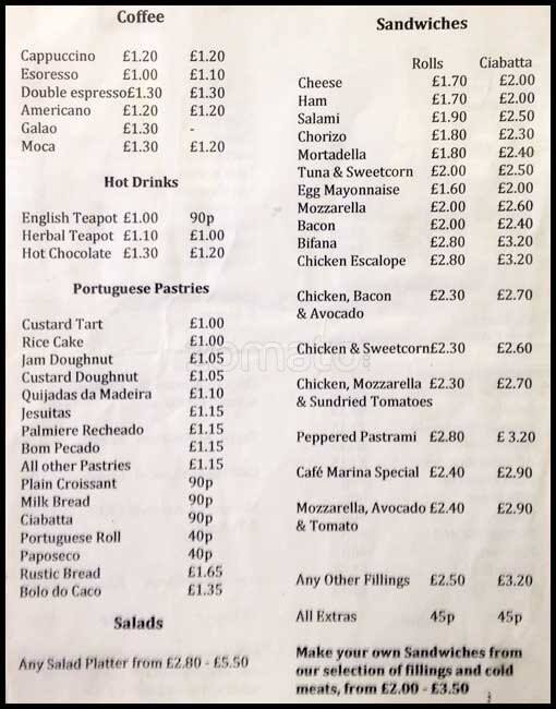 Cafe Marina Menu, Menu for Cafe Marina, Tottenham, London Zomato UK