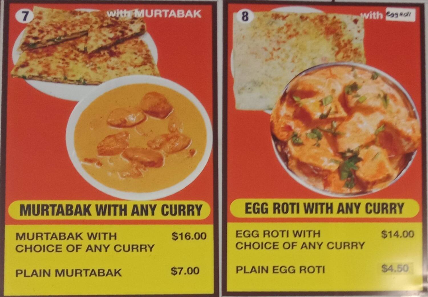 Curry corner menu