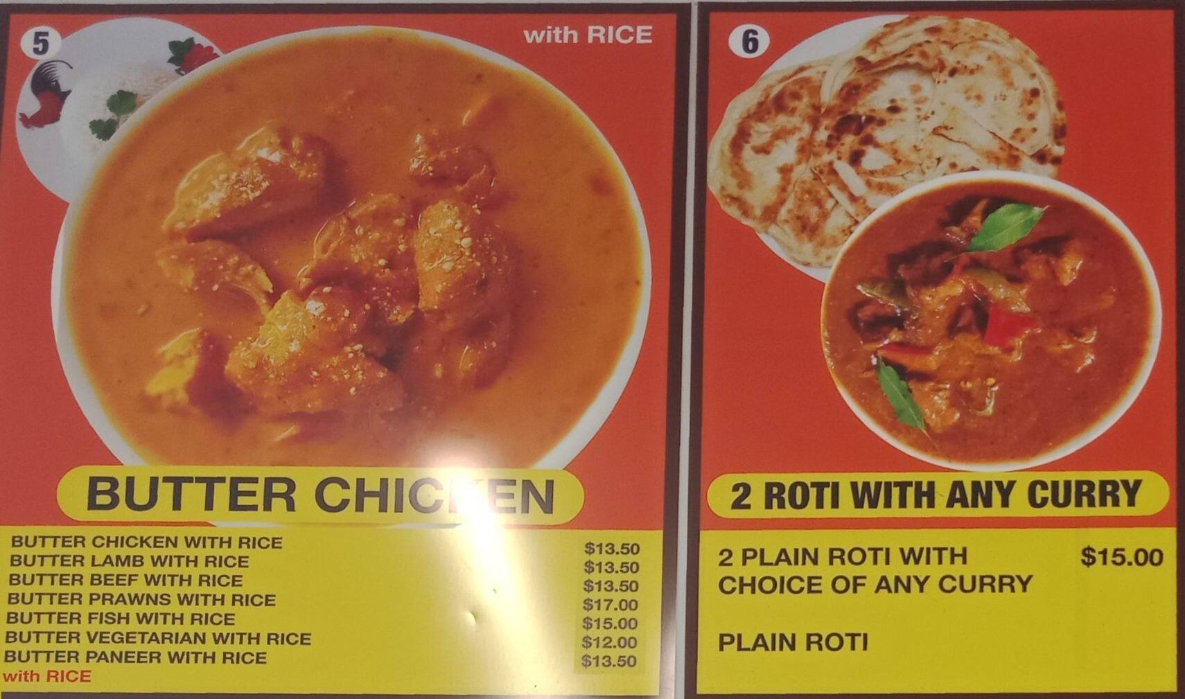 Curry corner menu