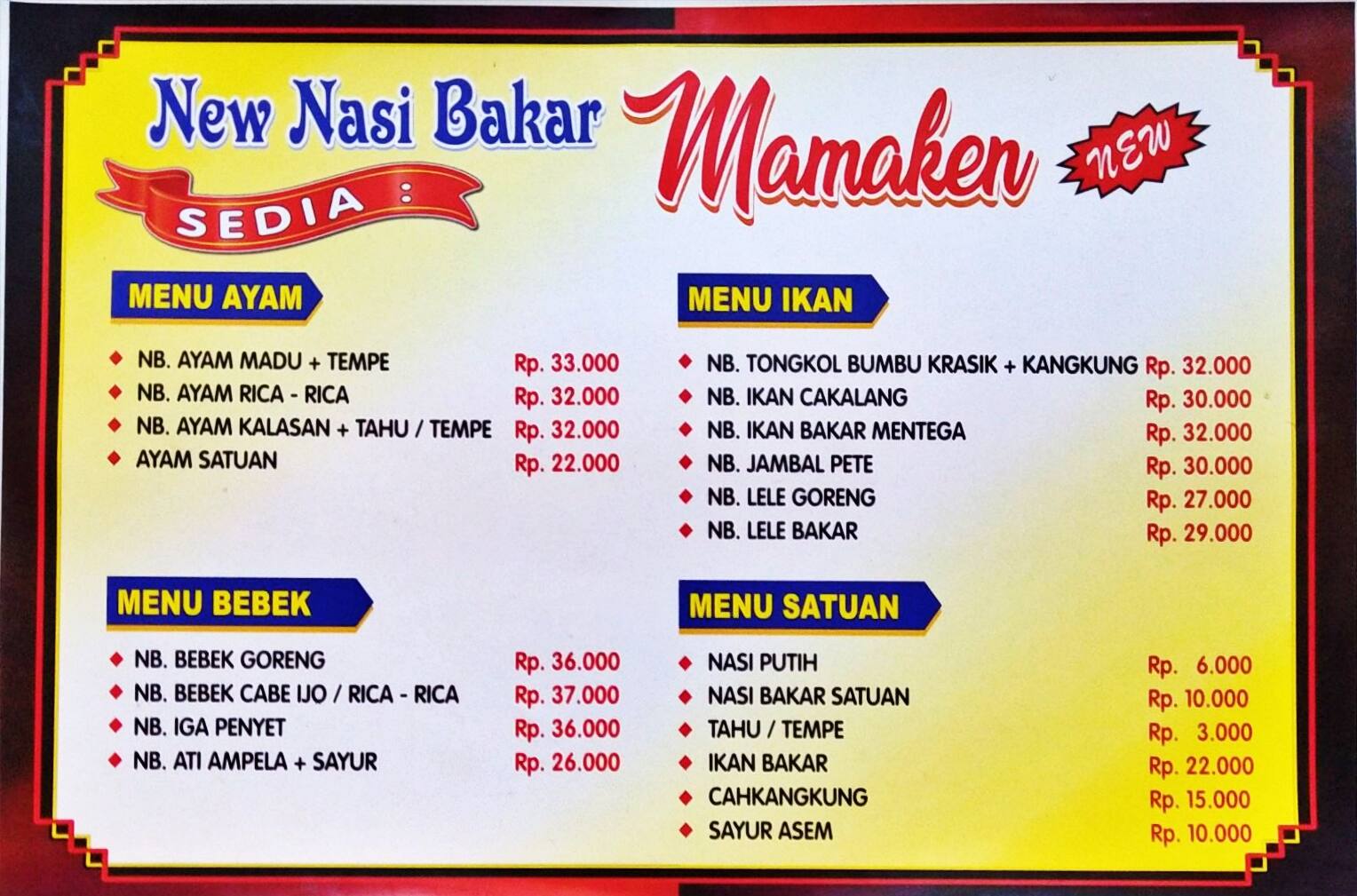 Nasi Bakar Mamaken Menu Menu For Nasi Bakar Mamaken Bekasi Selatan Bekasi