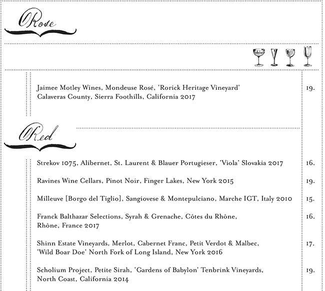 Menu at Blue Hill restaurant, New York City, 75 Washington Pl