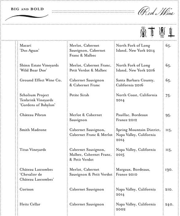 Menu at Blue Hill restaurant, New York City, 75 Washington Pl