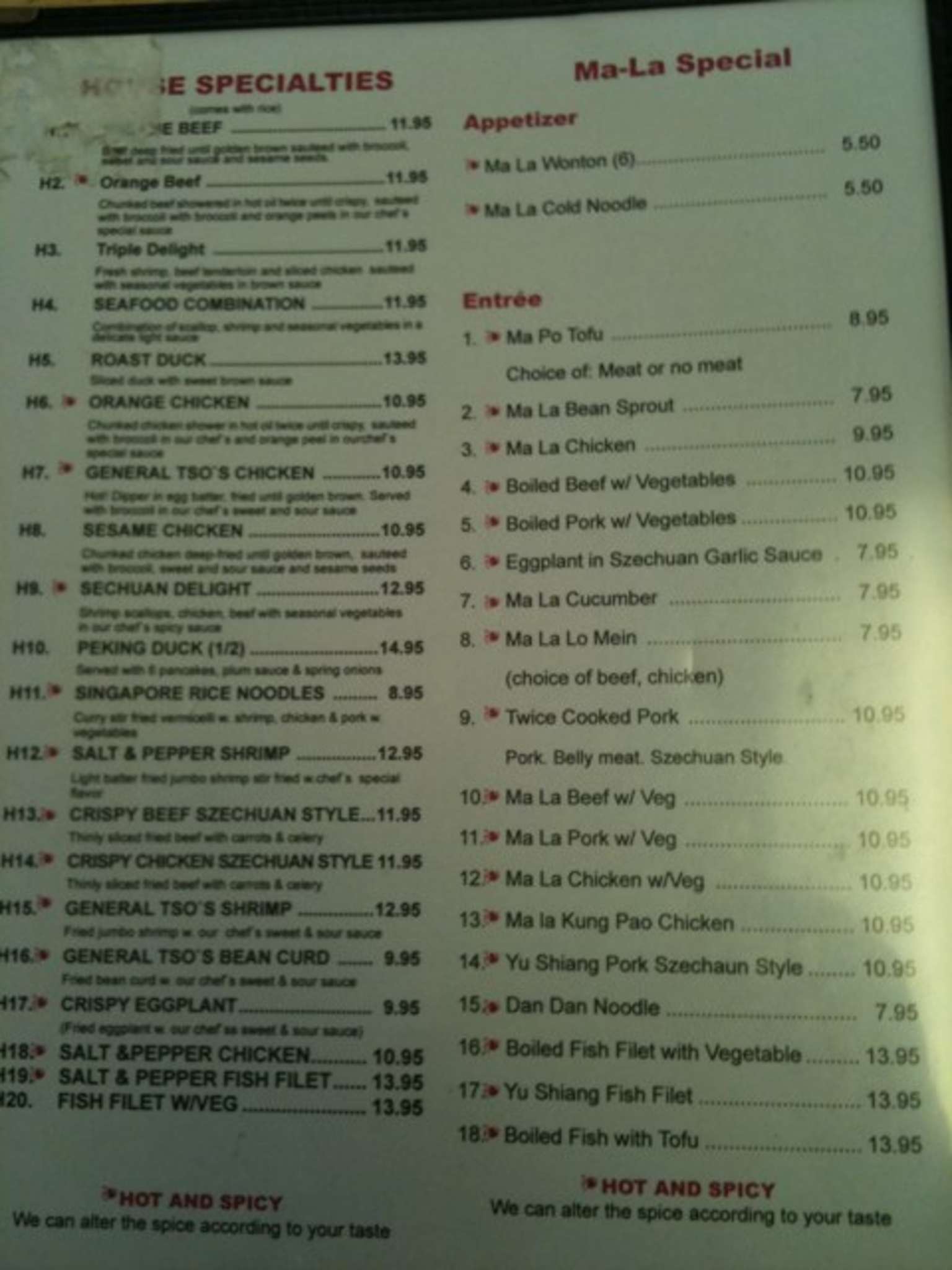 Great Wall Szechuan House Menu