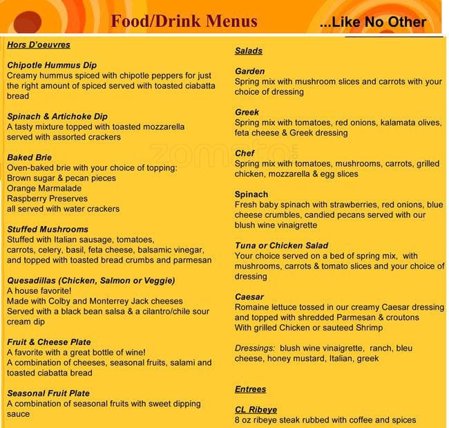 Menu at Candlelight Coffeehouse/ PourHouse pub & bar, San Antonio