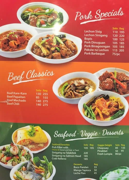 Menu at Lydias Lechon - SM Fairview restaurant, Quezon City