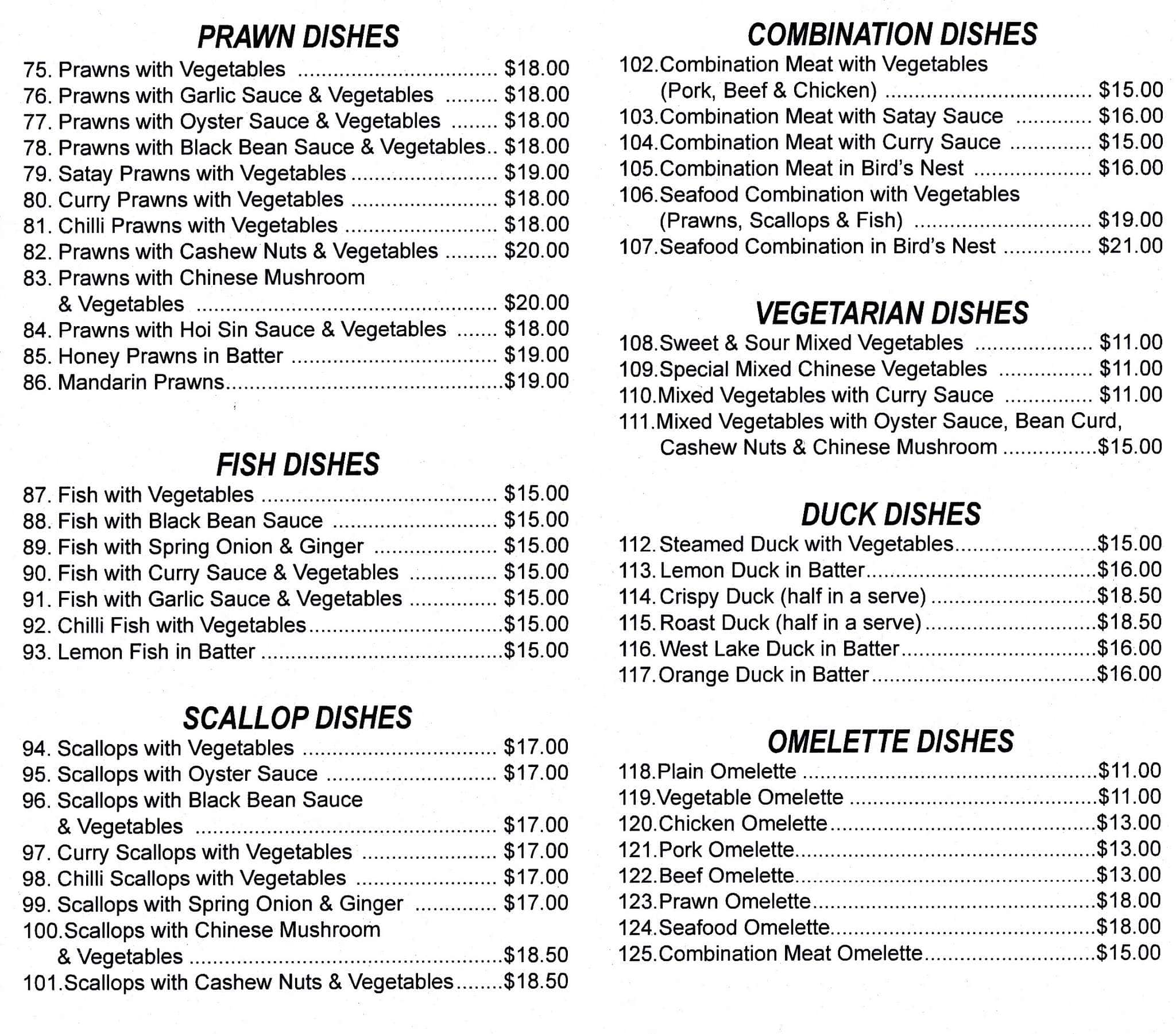 Menu at Wing Ho restaurant, Cowes