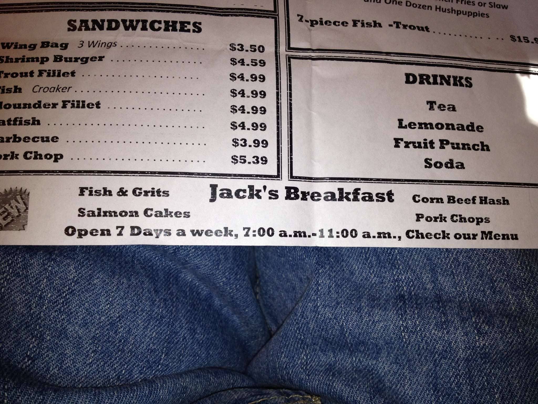 Jack's Seafood & Market Menu Urbanspoon/Zomato