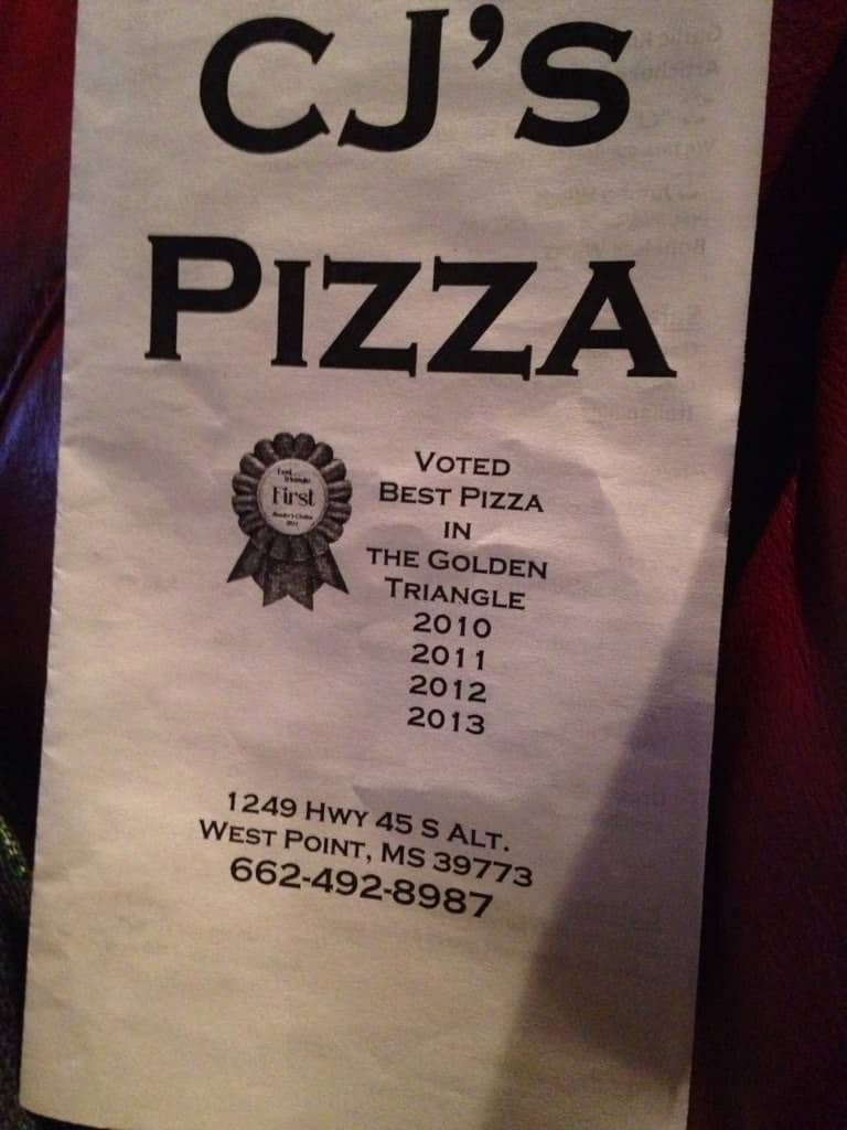 CJ's Pizza Menu, Menu for CJ's Pizza, West Point, West Point