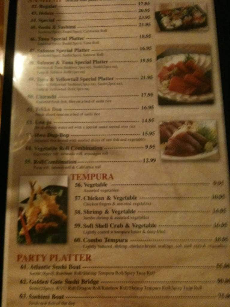 Menu at Ogawa restaurant,