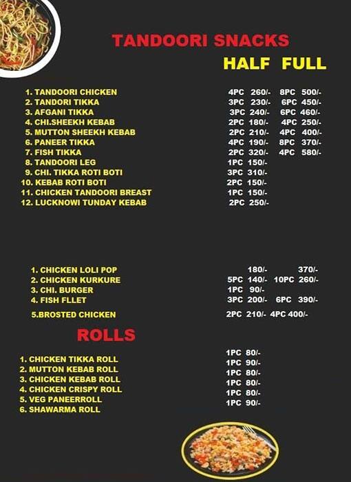 Menu Of Sunrise Biryani Hajipur Noida