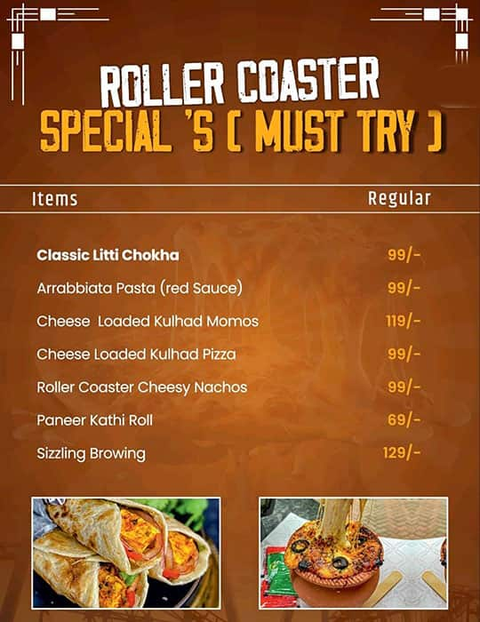 Menu of Roller Coaster Cafe Vatva Ahmedabad