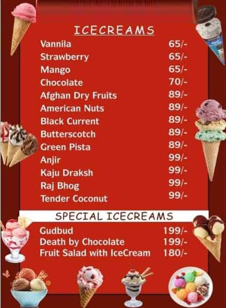 Menu of Amul Ice Cream Parlour, Jalahalli, Bangalore