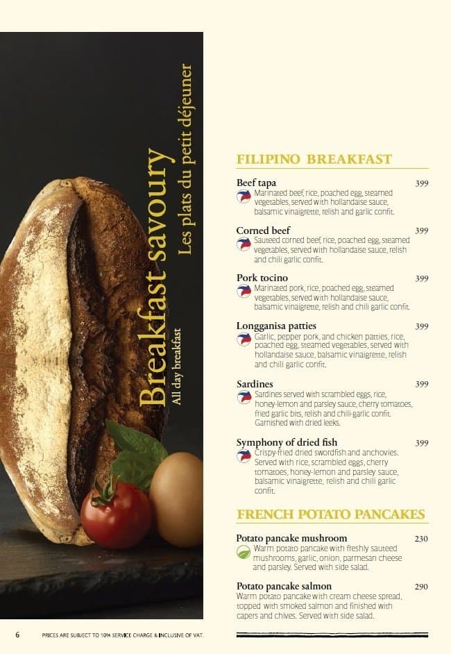 Menu at PAUL cafe, Makati, Hidalgo Drive