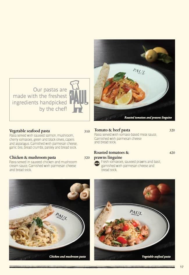 Menu at PAUL cafe, Makati, Hidalgo Drive