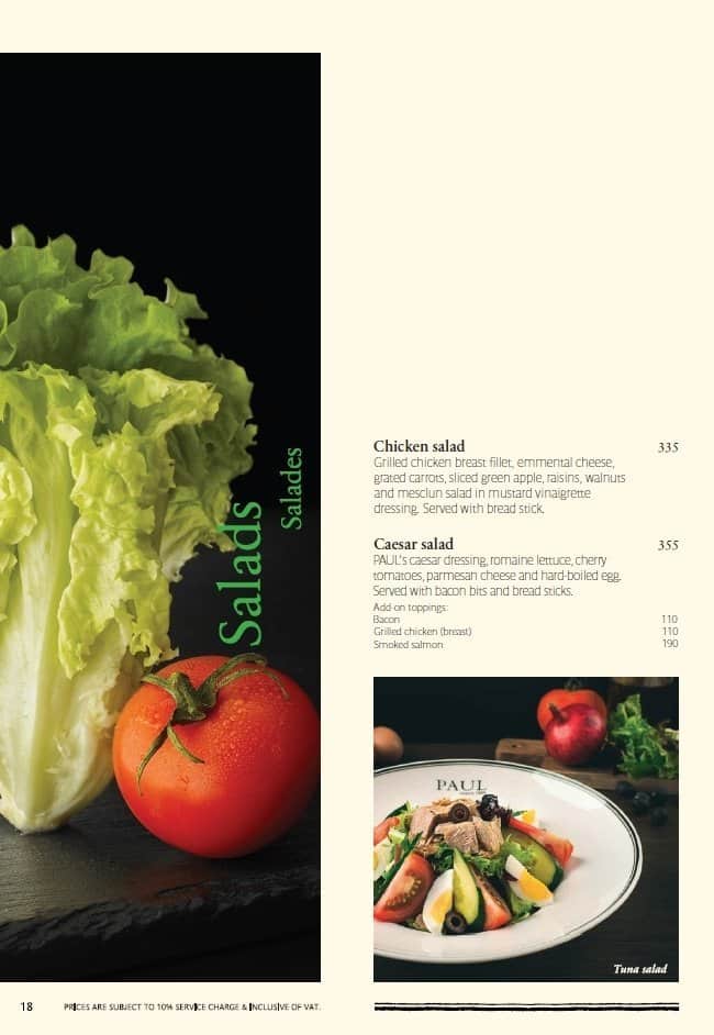 Menu at PAUL cafe, Makati, Hidalgo Drive