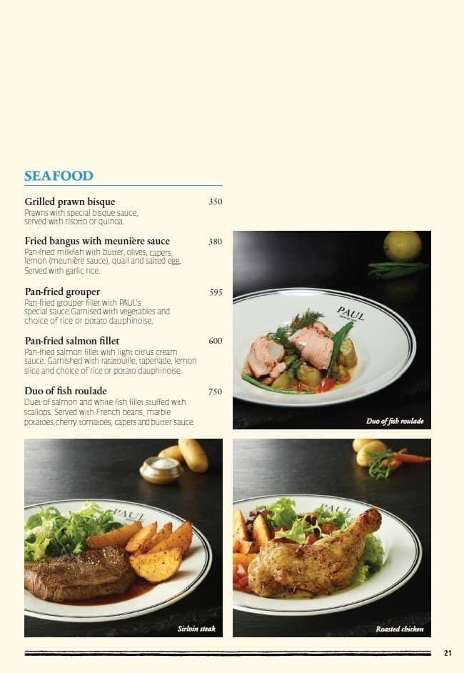 Menu at PAUL cafe, Makati, Hidalgo Drive