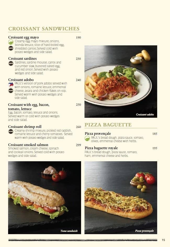 Menu at PAUL cafe, Makati, Hidalgo Drive