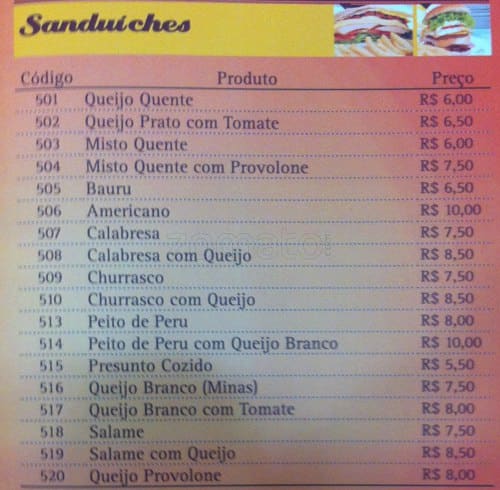 Bar Amigos do Bras cardápio