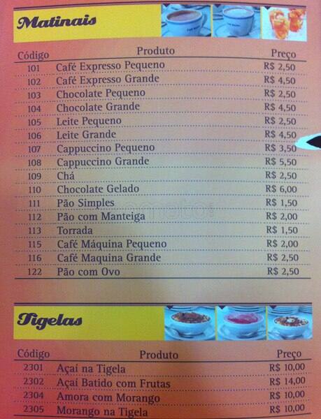 Bar Amigos do Bras cardápio