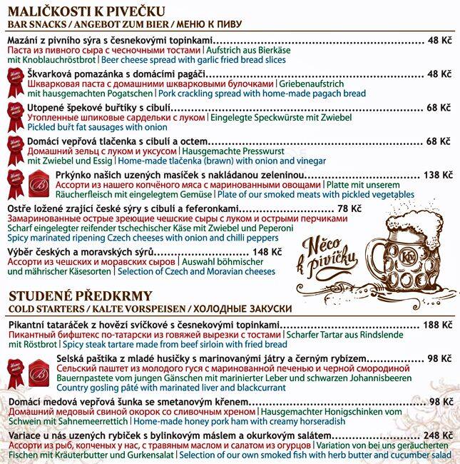 Becherplatz Menu, Menu podniku Becherplatz, Karlovy Vary, Karlovy Vary