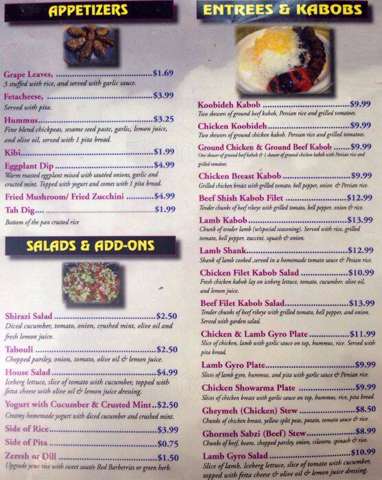 Shish Kabob Cafe Menu, Menu for Shish Kabob Cafe, Energy Corridor