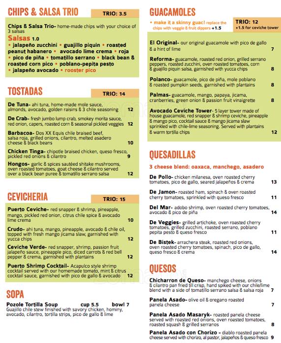 Urban Taco menu, Menu restauracji Urban Taco, Uptown, Dallas