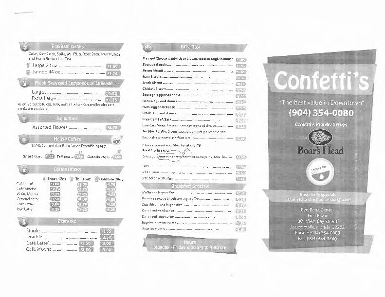 Menu at Confetti's Ice Cream Shoppe, Jacksonville