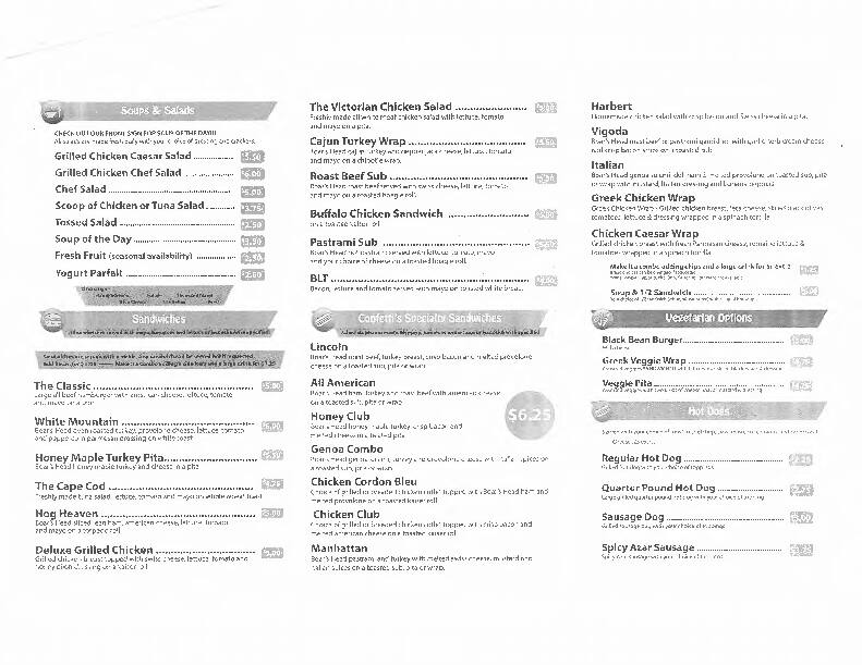 Menu at Confetti's Ice Cream Shoppe, Jacksonville