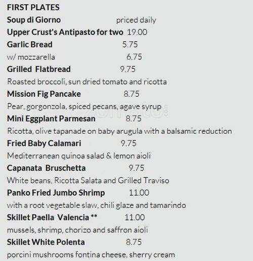 Upper Crust Menu, Menu for Upper Crust, New Milford, New Milford