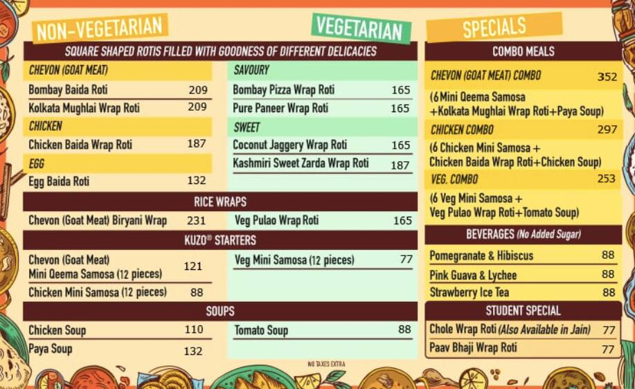 Menu of Rombay, Kandivali East, Mumbai
