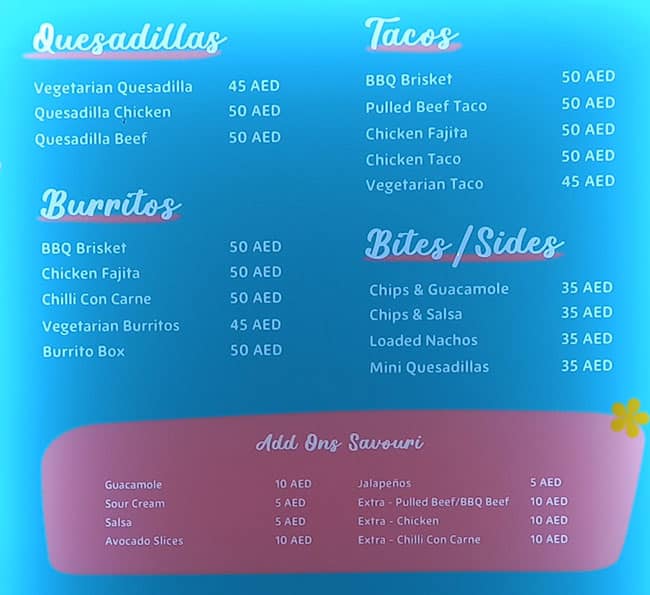 Menu of Mamacita, Business Bay, Dubai