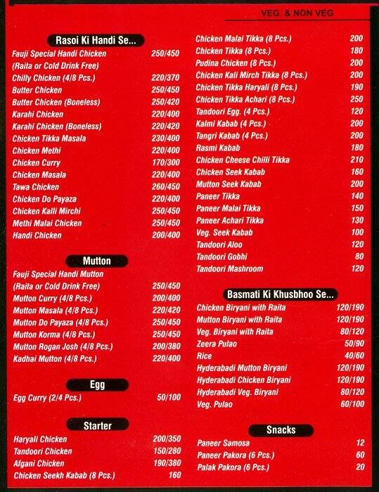 Fauji Dhaba Menu, Menu for Fauji Dhaba, Sector 53, Gurgaon Zomato