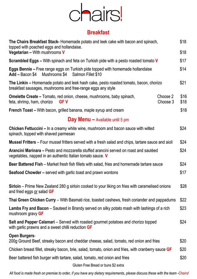 Chairs Cafe Bar Menu Menu For Chairs Cafe Bar Snells