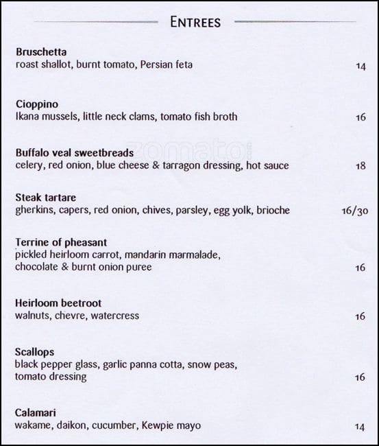 Crazy Horse Menu, Menu for Crazy Horse, Te Aro, Wellington City