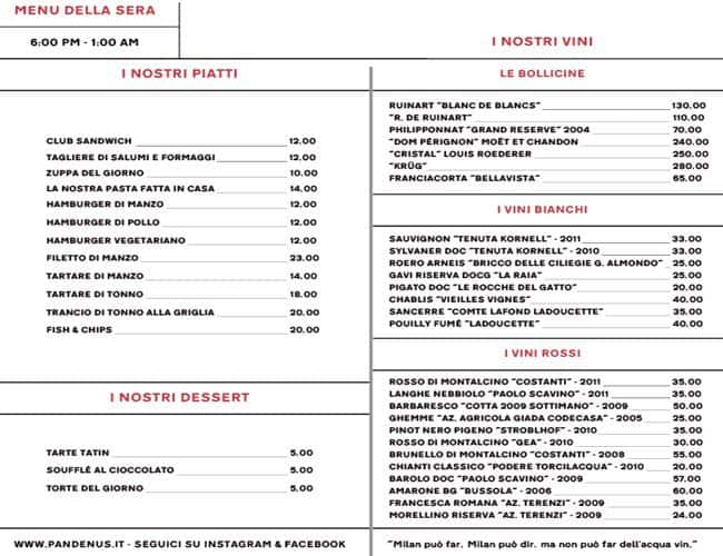 Menu di Osteria Pandenus 