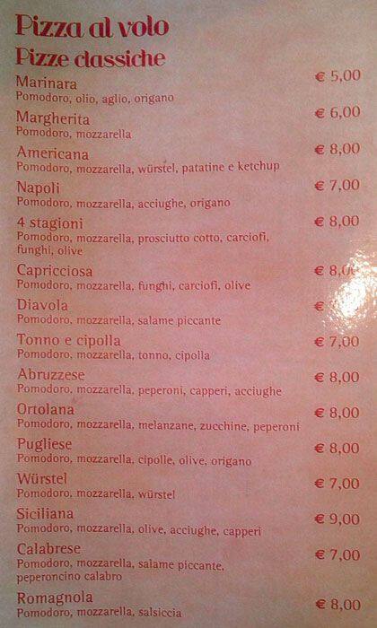Menu di Birreria Uragano 