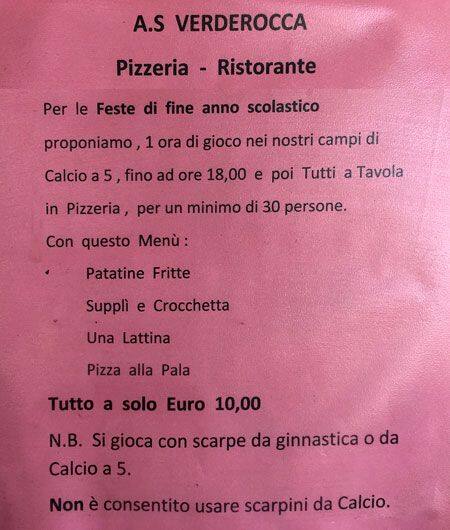 Menu di Bar Verderocca 